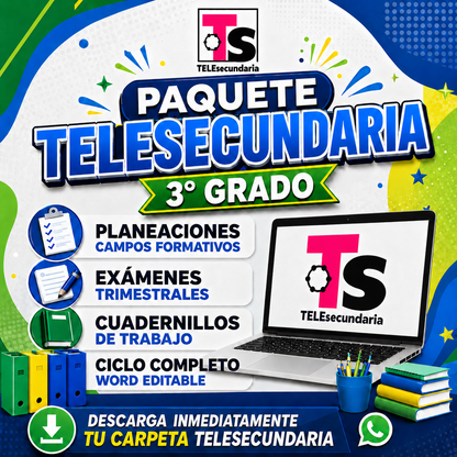 Paquete TELESECUNDARIA 1°, 2° y 3° Grado
