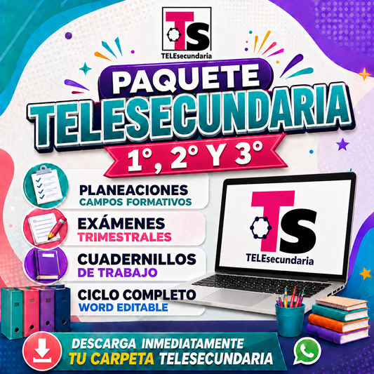 Paquete TELESECUNDARIA 1°, 2° y 3° Grado