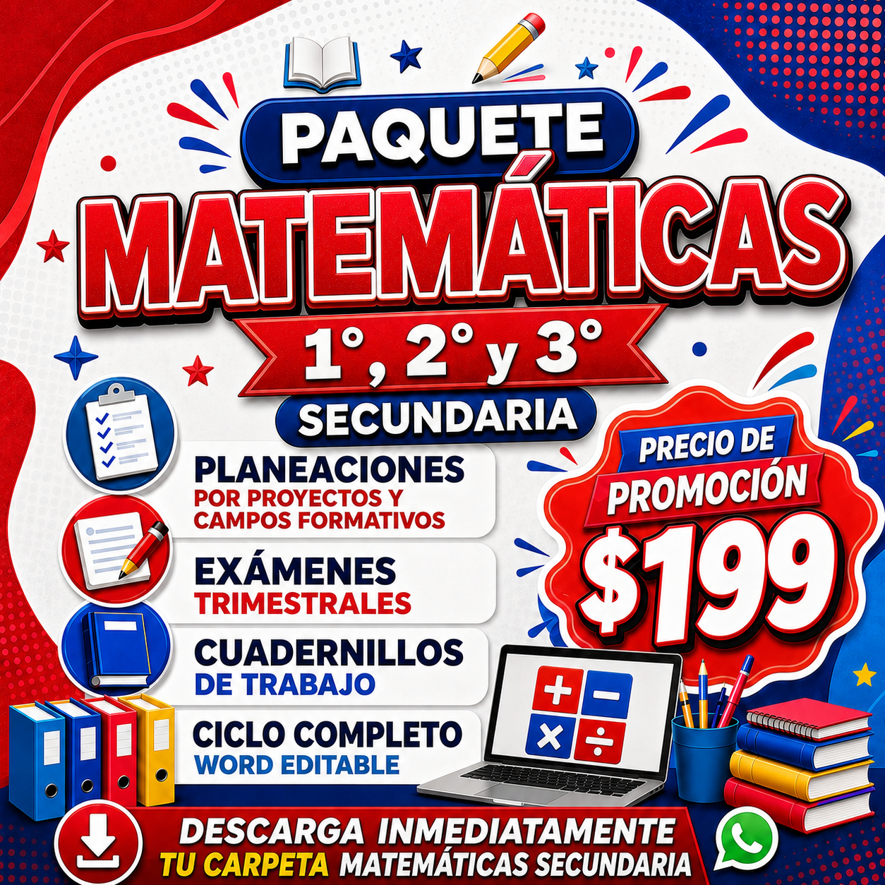 Matemáticas Paquete 1°, 2° y 3° de Secundaria