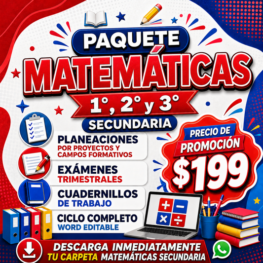 Matemáticas Paquete 1°, 2° y 3° de Secundaria