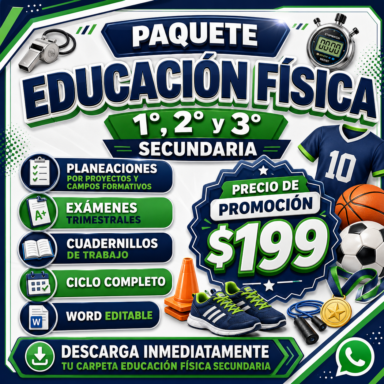 Educación Física Paquete 1°, 2° y 3° Grado de Secundaria