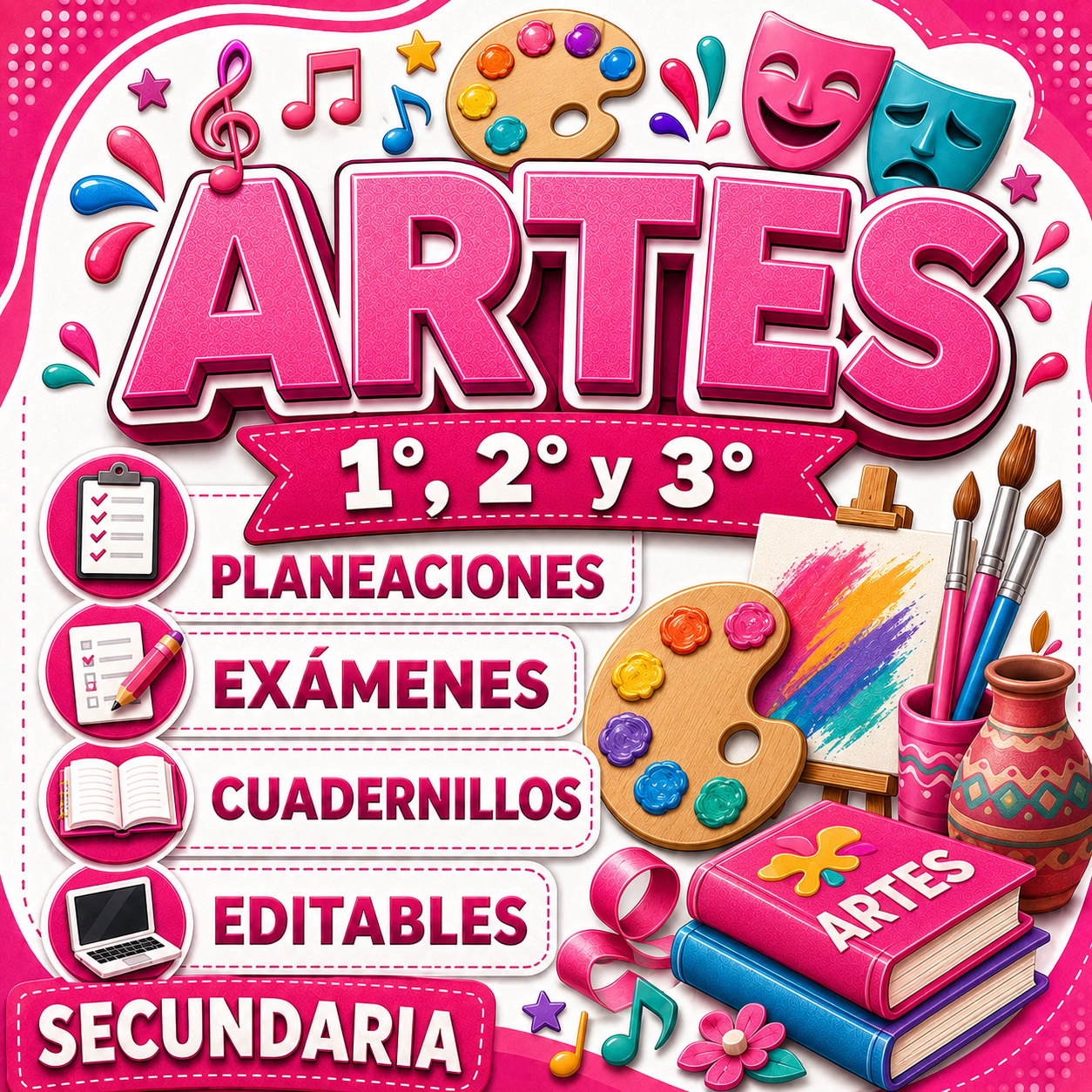 Artes Paquete 1°, 2° y 3° de Secundaria