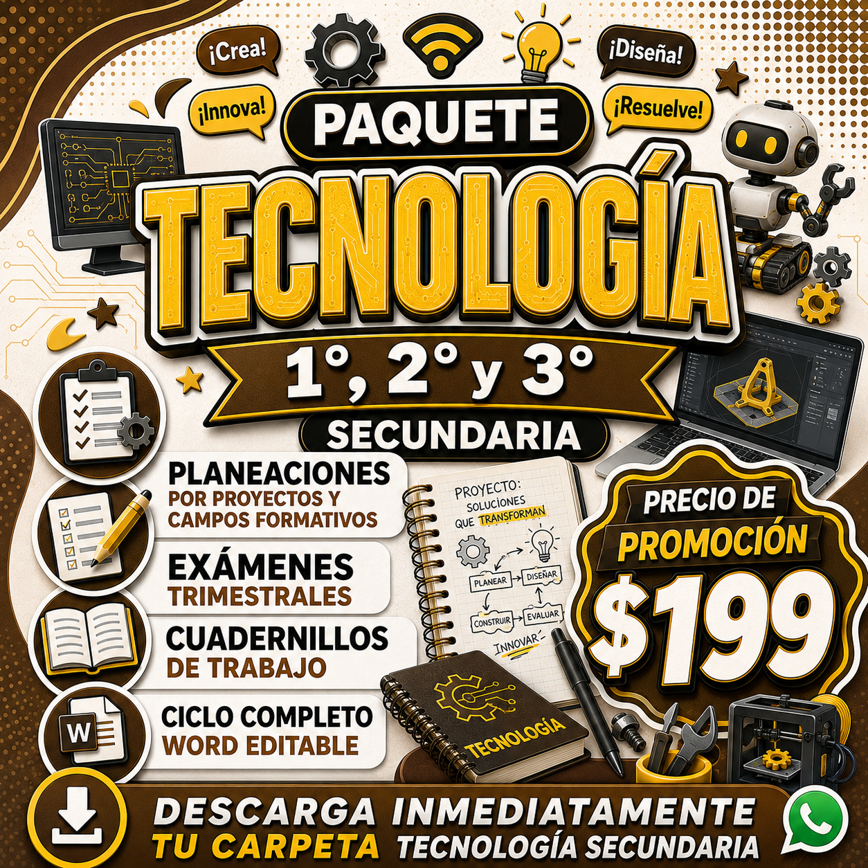 Tecnología Paquete 1°, 2° y 3° Grado de Secundaria
